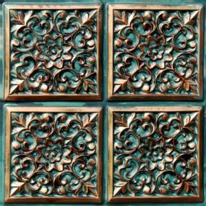 109 Patina Symmetrical Floral Tin Ceiling Tiles