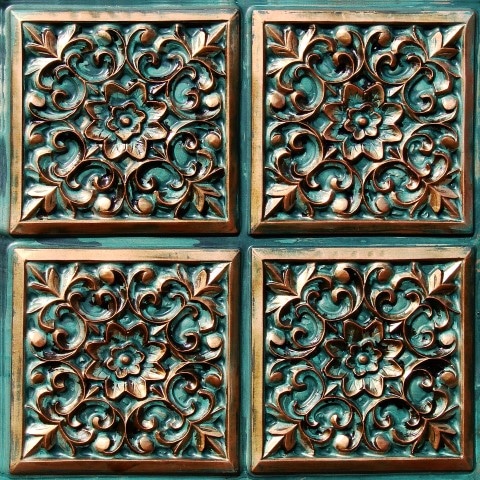 109 Patina Symmetrical Floral Tin Ceiling Tiles
