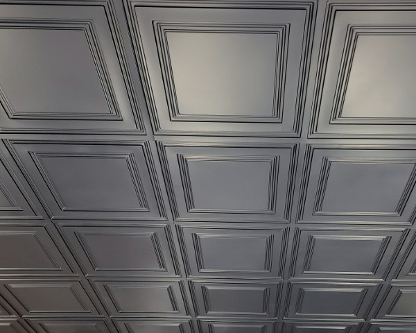 Black Square Border Tin Ceiling Tiles #232 installed
