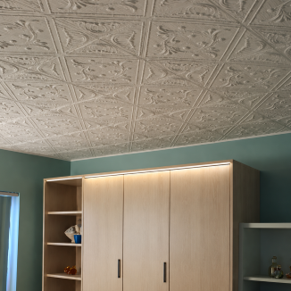 RM 02 Styrofoam Glue up cover the popcorn ceiling tiles (2)