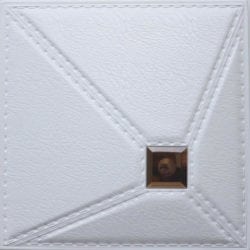 LT86 White Cognac Mirror Faux Leather Wall Panel