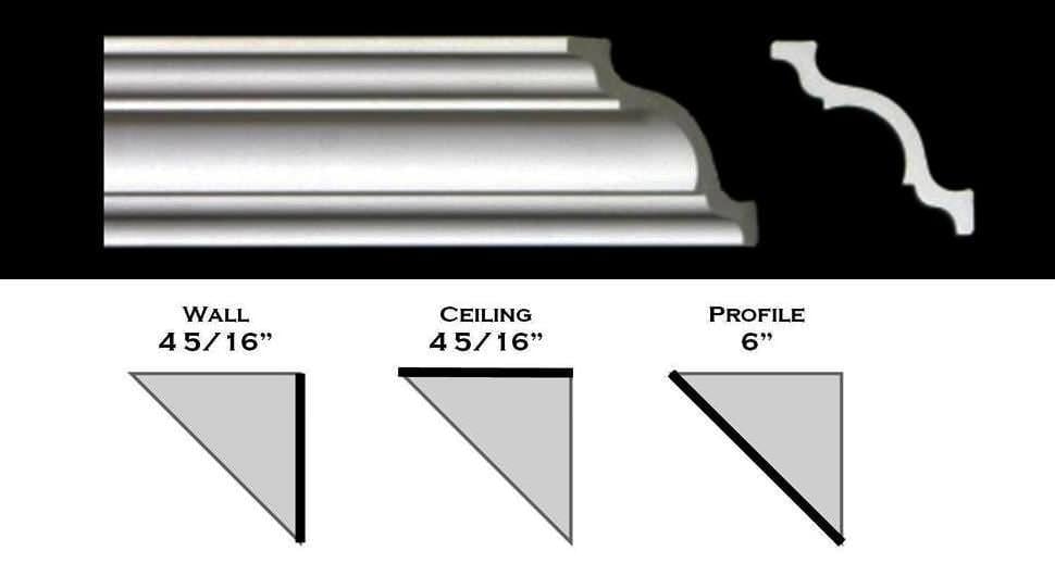 110ML - Polystyrene Crown Molding 6" wide
