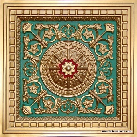 215 Gold-Green-Red FRoyal Style Tin Ceiling Tiles