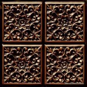 109 Antique Gold Symmetrical Floral Tin Ceiling Tiles