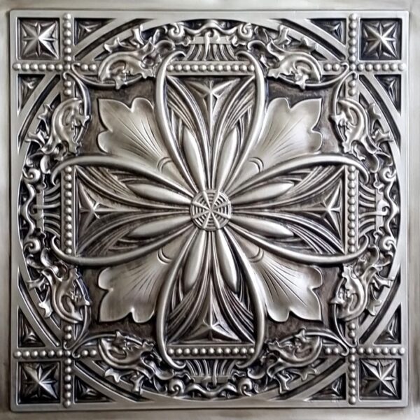 TD10 Faux Tin Ceiling Tile - Talissa Signature Collection - Aged Silver