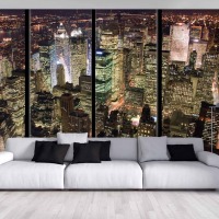 MU1383 - Manhattan at Night with Window Frames