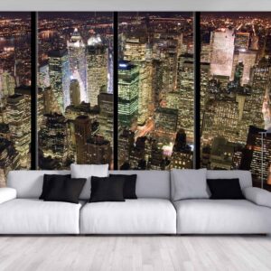 MU1383 - Manhattan at Night with Window Frames