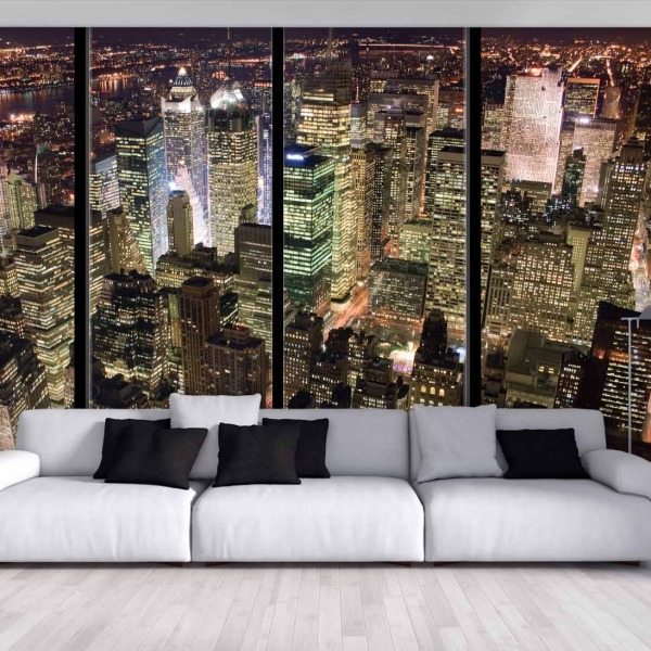 MU1383 - Manhattan at Night with Window Frames