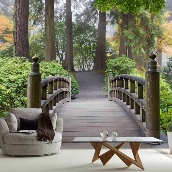 MU1378 - Wooden Foot Bridge in a Japanese Garden