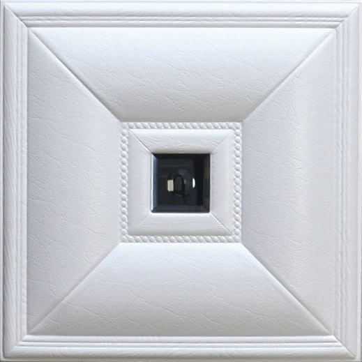 White Smocked Mirror Faux Leather Panel, Faux Leather Wall Tiles