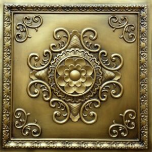 TD08 White Gold Antique Floral Tin Ceiling Tiles