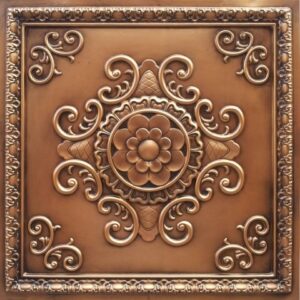 TD08 White Gold Antique Floral Tin Ceiling Tiles