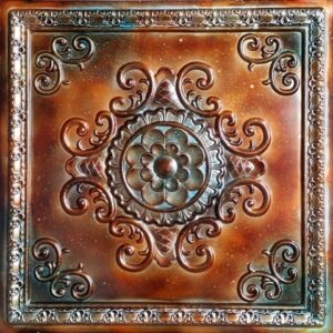 TD08 White Gold Antique Floral Tin Ceiling Tiles
