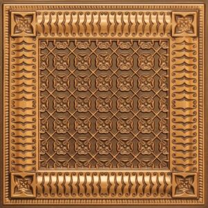 256 Faux Tin Ceiling Tile - Antique Brass