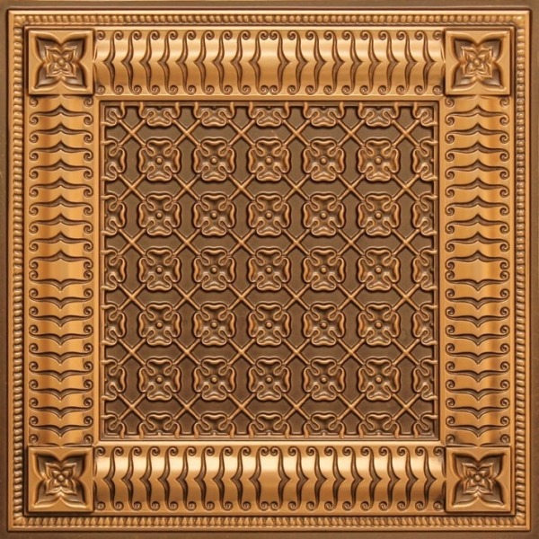 256 Faux Tin Ceiling Tile - Antique Brass