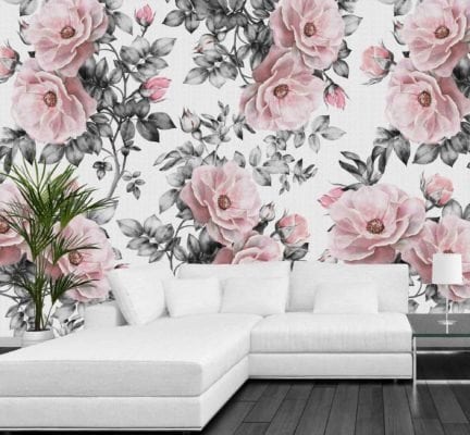 1599R1_Pink Flowers with Canvas Texture