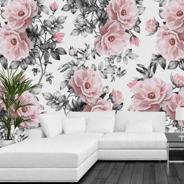 1599R1_Pink Flowers with Canvas Texture