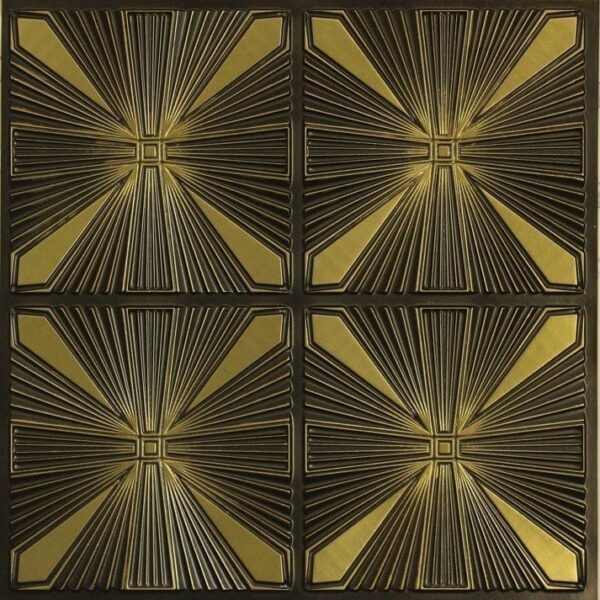 242 Antique Brass Cathedral Tin Ceiling Tiles