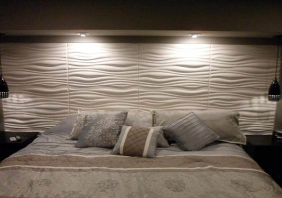3D wall panels in bedroom