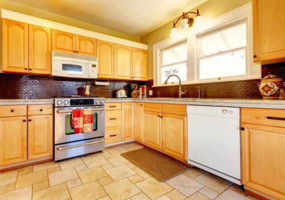 yellow kitchen with backsplash
