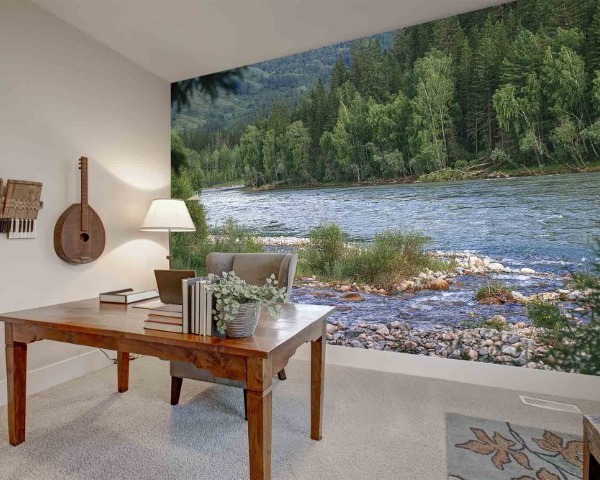 Interior Of Home Office With Soft Gray Walls