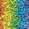 Rainbow toy blocks background. 3D Rendering