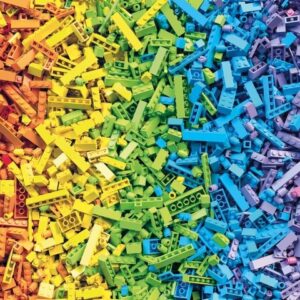 Rainbow toy blocks background. 3D Rendering