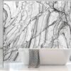 Modern White Bathroom With City View 3d Render. There Are White