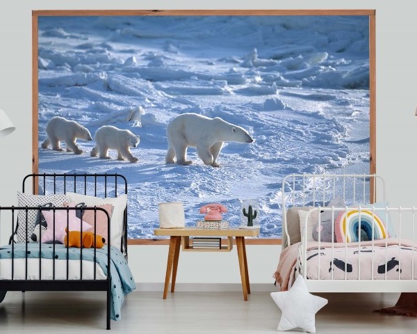 Cozy Bedroom Interior For Siblings. Two Beds, One White, One Bla