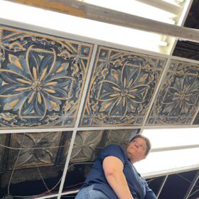 antique floral ceiling tile installations