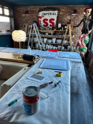 glue up ceiling tile prep