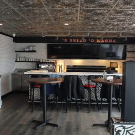 ceiling tile installation for restaurant