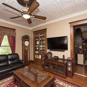 installing styrofoam ceiling tiles in living room