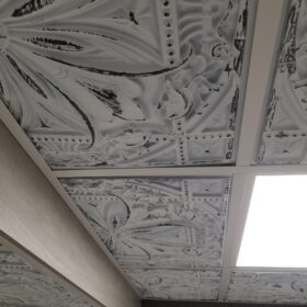 ceiling tile installation in half bathroom