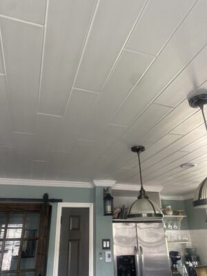 installing ceiling planks in kitchen