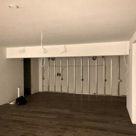 ceiling tile installation in basement