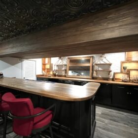ceiling tile installation in basement bar