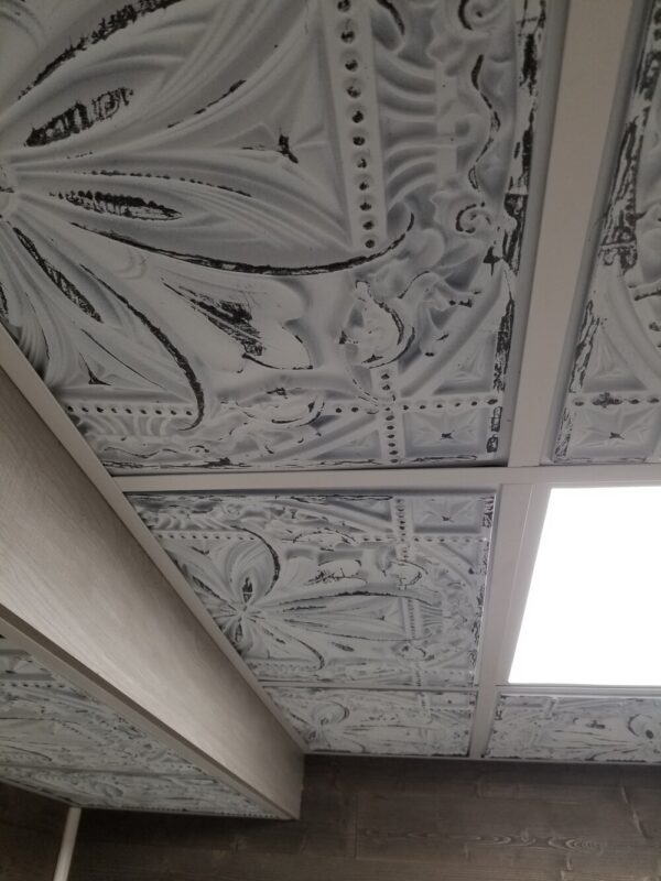 ceiling tile installation in half bathroom