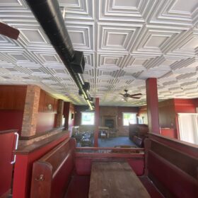 ceiling tile installation in sutton restaurant
