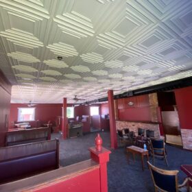 renovated restaurant ceiling tile installation