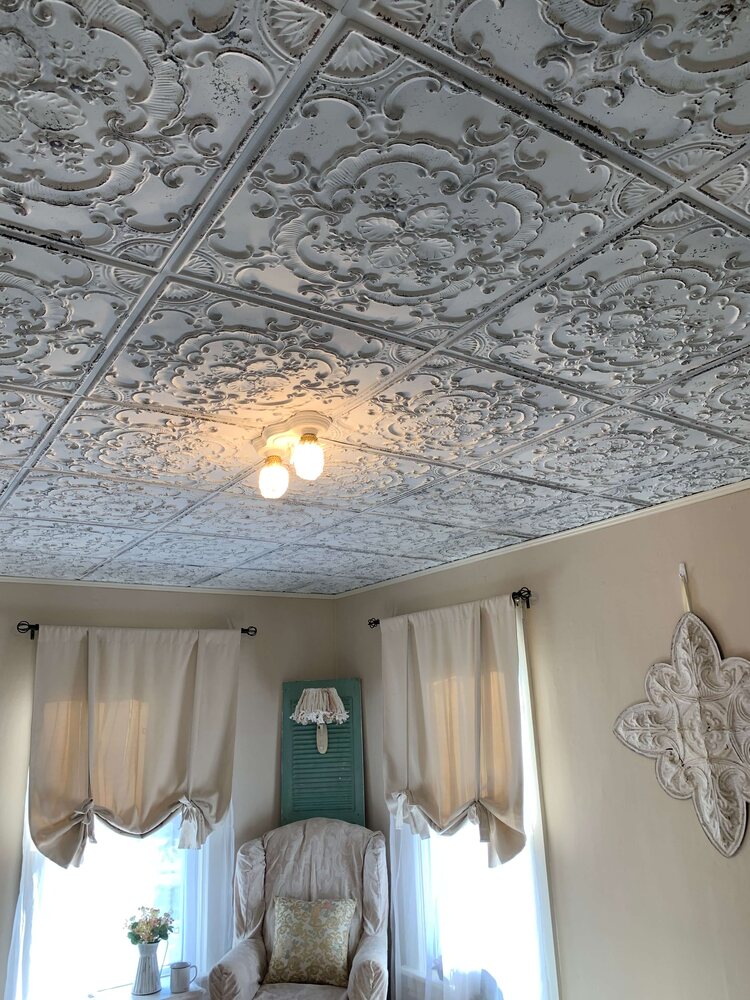 replacing old ceiling with victorian ceiling tiles