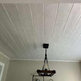 ceiling plank installation throughout home