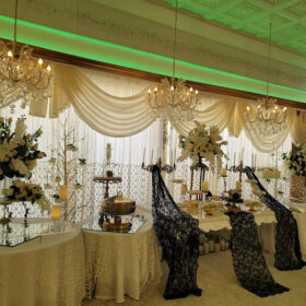 installing ceiling tiles in banquet hall