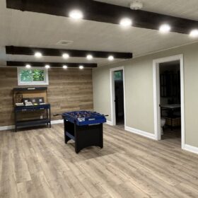 styrofoam ceiling plank installation in basement