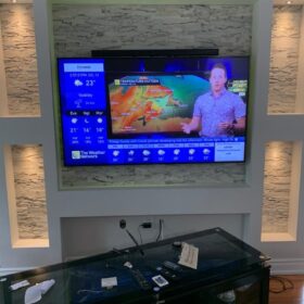 using stone veneer as feature tv wall
