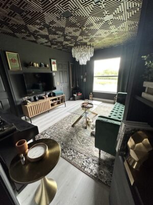 transforming living room with ceiling tiles