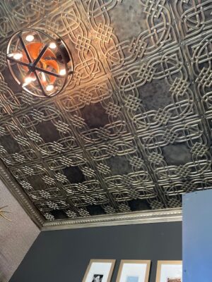 celtic ceiling tile installation in family room