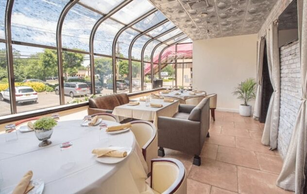 nice restaurant installs ceiling tiles