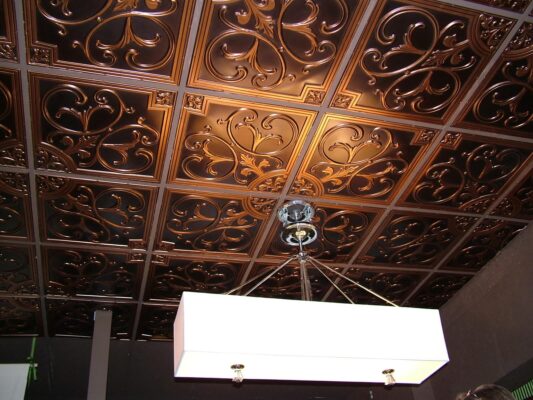 ceiling tile install for chocolatier