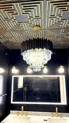 crreating fancy bathroom with ceiling tiles